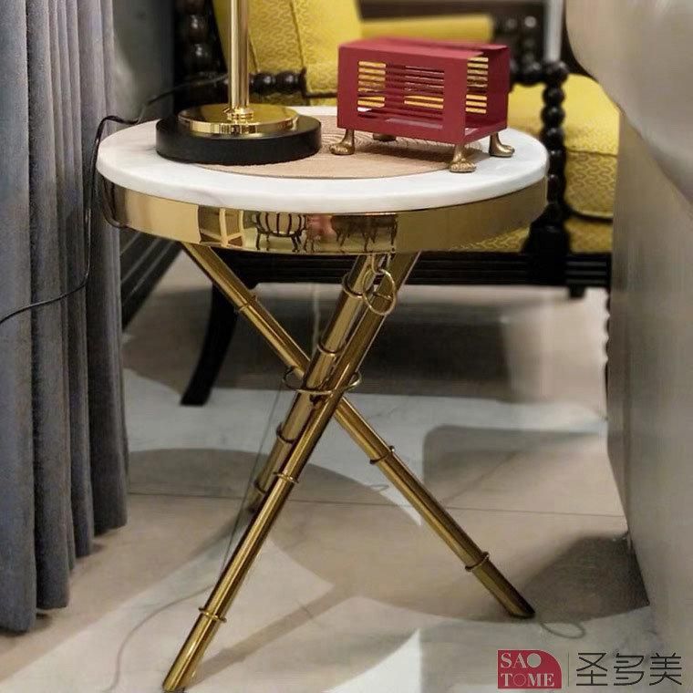 Hot Style Home Furniture Living Room Side Table Bedroom Table Melamine Metal Laminated Tea Table