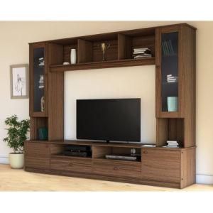 Malaysia Full Wooden Carbonized Featured Wall TV Stand Sale Online with Bookcase and Wine Cabinet
