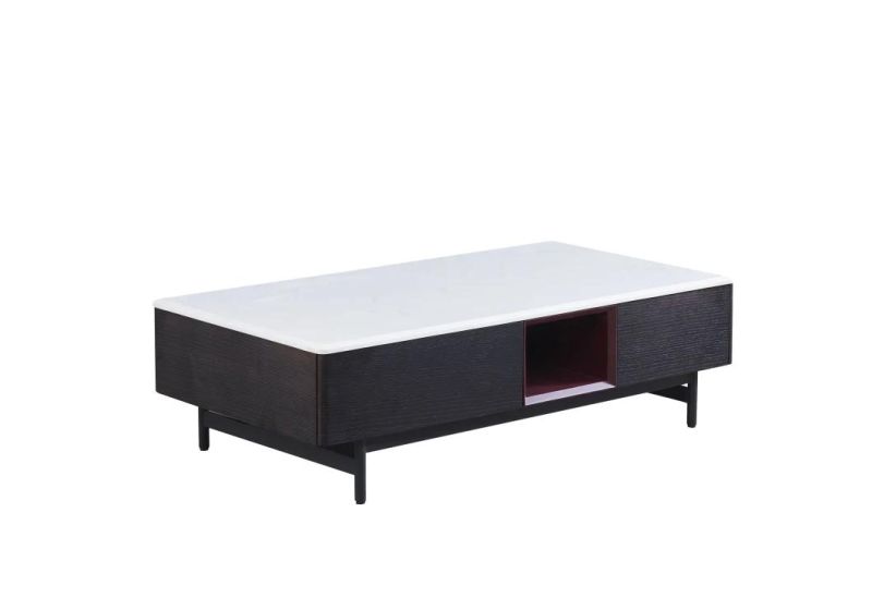 Dg-902 TV Stand /Marble Top /MDF with Burned Oak Veneer/ Metal Coating Base /Home and Hotel Furniture