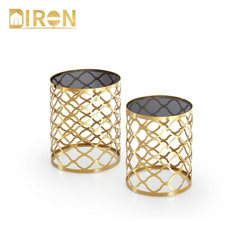 Luxury 8mm Tempered Clear Glass Round Nesting Side Table Set of Two Modern Coffee Tables