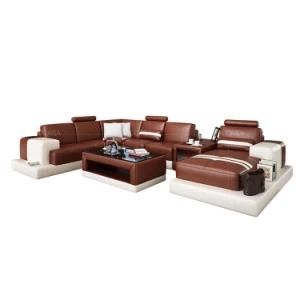 New Modern U Shape Corner Sofa Italian Leather Red Sofa