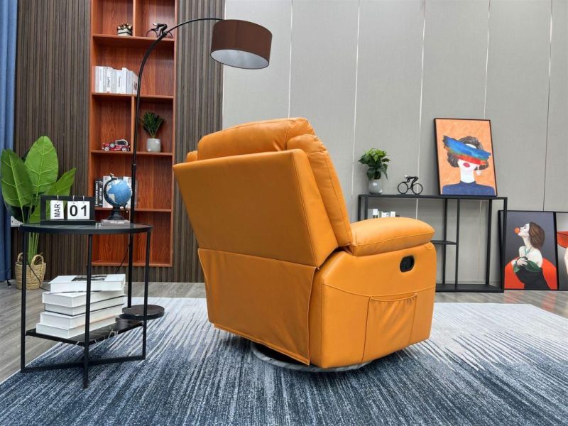 Jky Furniture Single Seat Leisure Synthetic Leather Manual Rocker and Swivel Recliner Chair for Living Room
