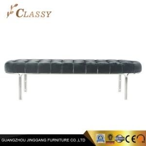 Long Bench in Metal Polished Legs Hotel Bedroom Chair