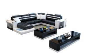European Black and White Living Room Leather Sofa and American Sofa