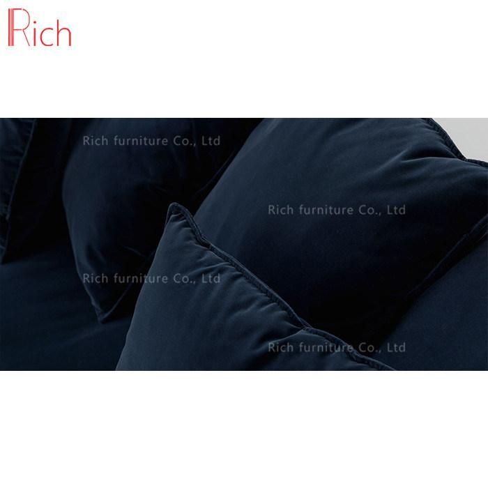 Factory Direct Sale Blue Velvet Sofa Classic Wood Frame Sofa Set