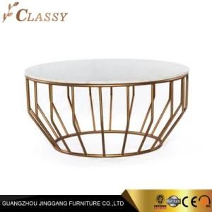 Modern Round Marble Coffee Table with Golden Legs