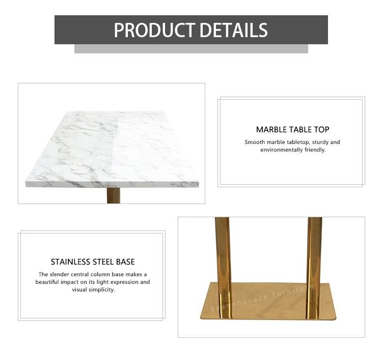 Home Furniture Gold Finish Faux Marble Top Dining Table
