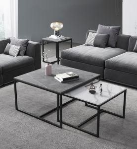 Modern Style Density Board Coated Square Coffee Table, Letter Table Living Room Furniture Modern Stylish 50 Sets Wooden Panel