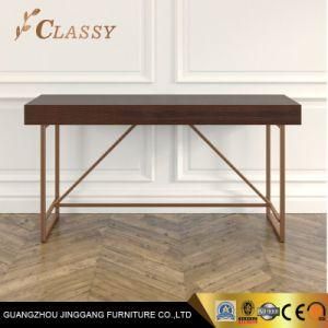 Study Room Desk Console Cabinet with Golden Metal Steel Legs and MDF Small Drawers