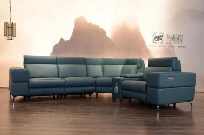 Modern Genuine Leather Sofa Furniture Set with Music Playing USB Rechargeable Recliner Sofa