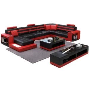 Original Design U Shape Sectional Sofa Genuine Leather Sofa with Chaise Living Room Furniture
