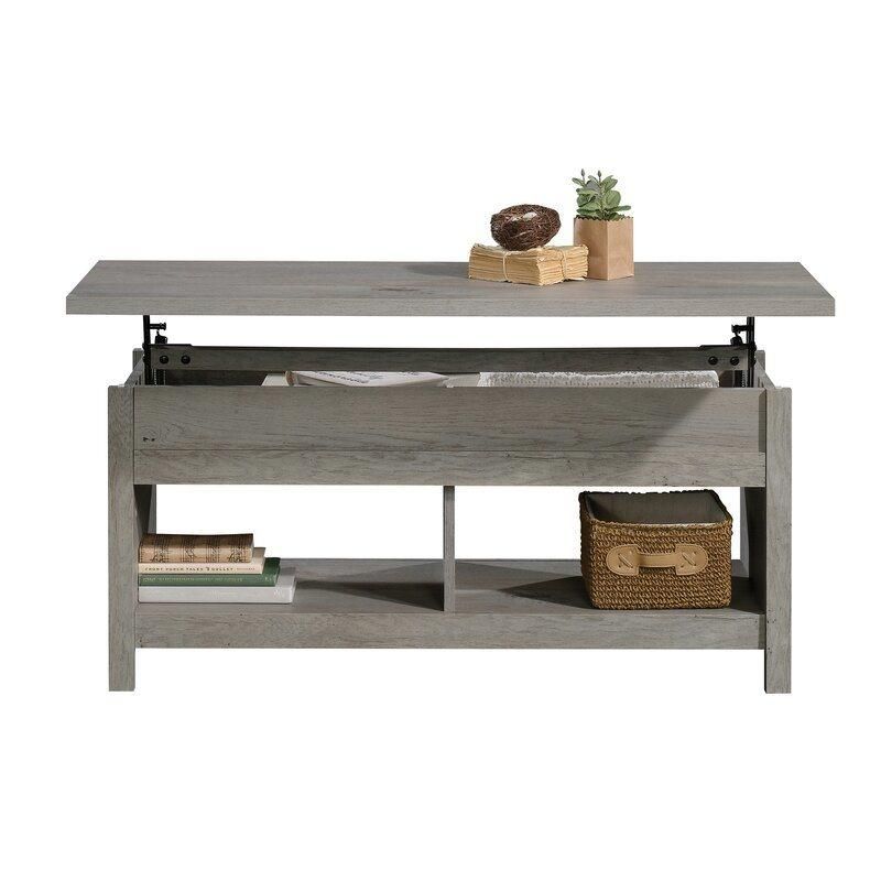 Sturdy High-Grade MDF Mystic Oak Lift Top Coffee Table Furniture with Storage Shelf