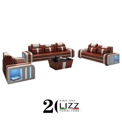 Manufacturer Hot Sale Home Furniture Set Modern Leather LED Sofa