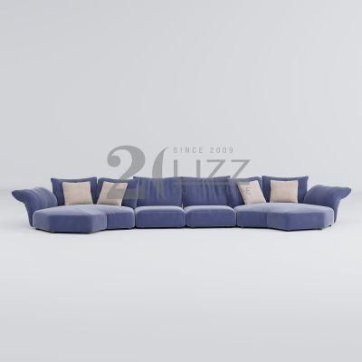 Modern Leisure Living Room Fabric Sectional Sofa Set Luxury Italian Home Furniture with Armrest