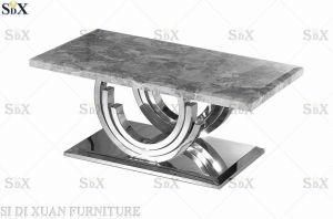 Stainless Steel Marble Top Sofa Side Tea Table Coffee Table for Living Room Furniture