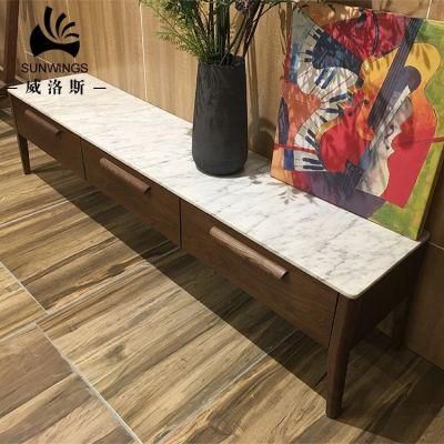 Marble Top TV Stand High Grade Ash Wood Frame