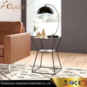 Antiqued Mirror Gallery Shelf Glass Metal End Table