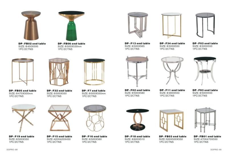 Simple Design Side Table Gold Stainless Steel Marble Top