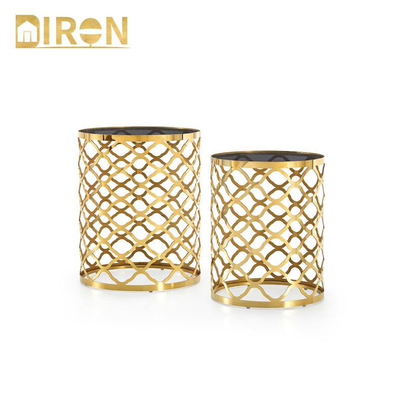 Luxury 8mm Tempered Clear Glass Round Nesting Side Table Set of Two Modern Coffee Tables