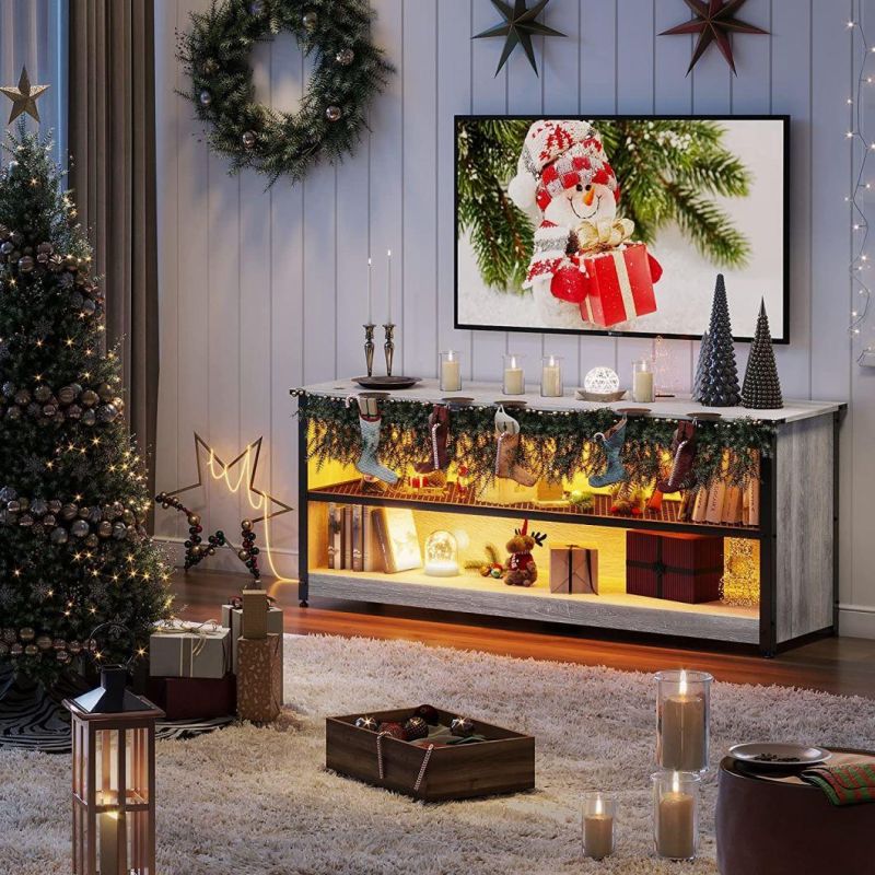 Modern Gray Gaming TV Stand TV Cabinet TV Console for Living Room