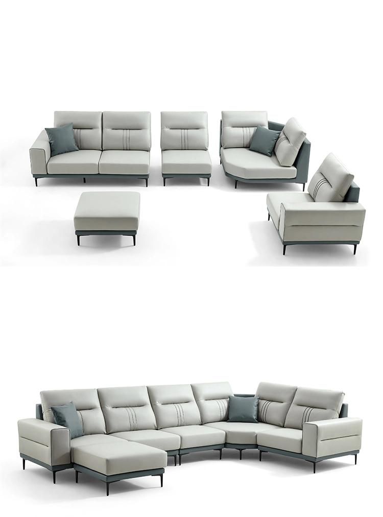 Wood Down Modern Design American Set Home Genuine Leather Sofa New Tbs061