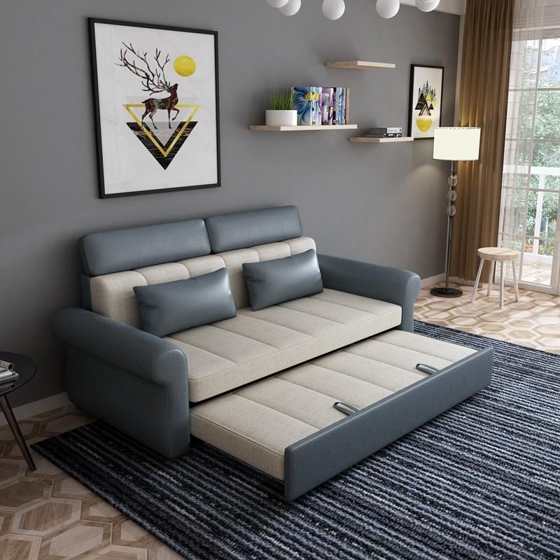 Hotel Guest Room Home Fashion Folding Sofa Bed with Stool Pull Sofa Bed