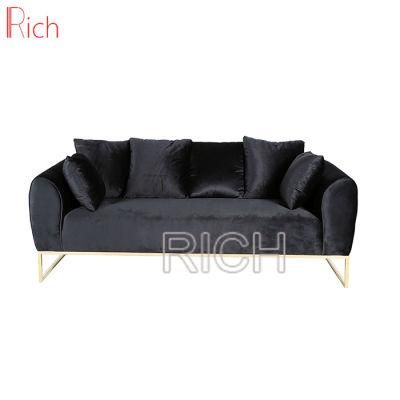 Home Furniture Living Room Fabric Velvet Sofa Leisure Couch Hotel Office Event Salon Golden Base