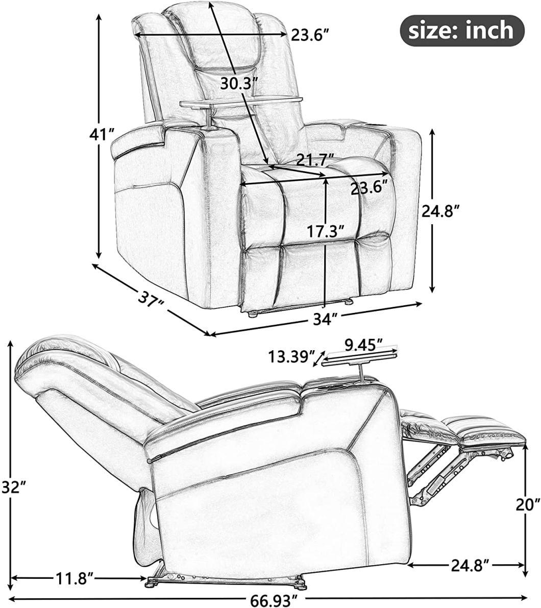 Jky Furniture Modern Design Leather Home Theater Power Recliner Sofa Set with Customerization Functions