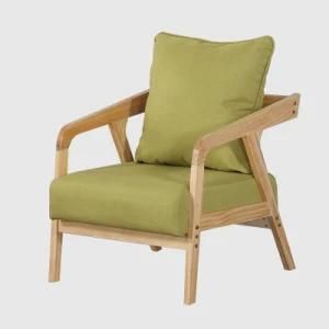 Nordic Single Sofa Chair Modern Hotel Solid Wood Frame Simple Chair Fabric Living Room Sofa