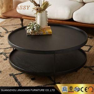 Modern Home Furniture Wooden Round Top Metal Leg Coffee Table
