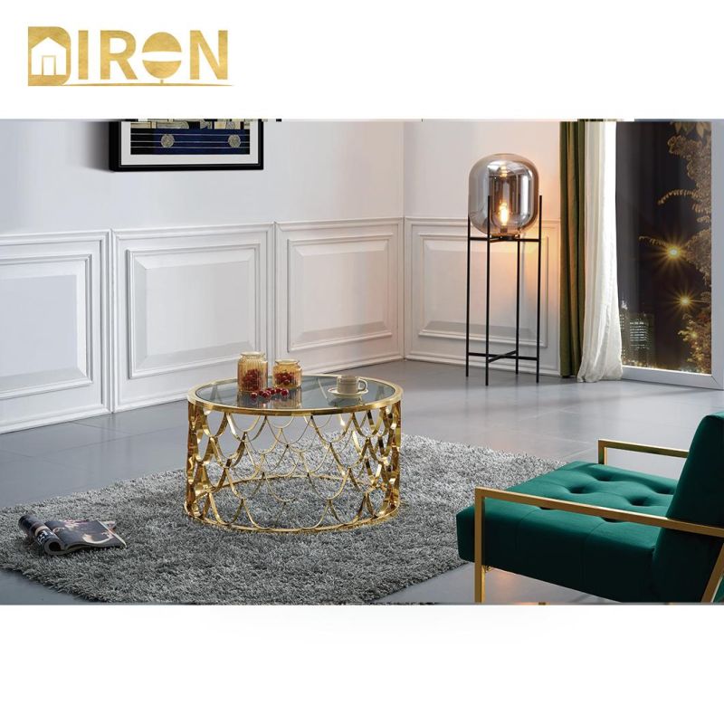 Wholesale Custom Modern Living Room Stainless Steel in Golden Color Coffee Table
