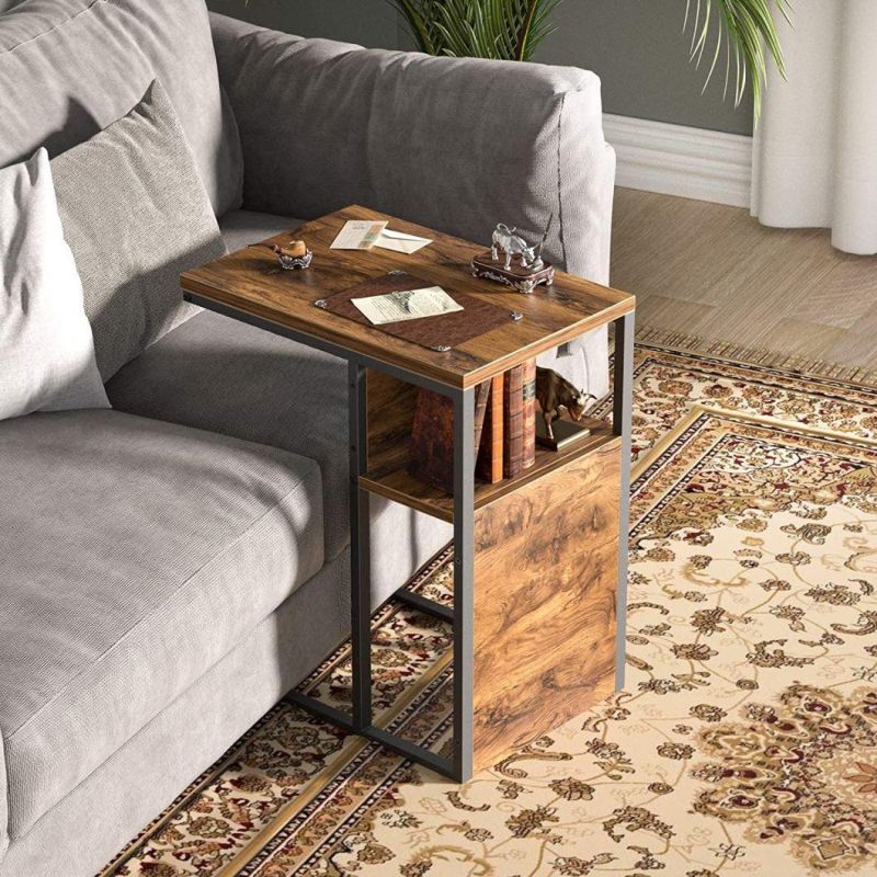 Bedside Cabinet with Drawer Solid Rubber Wooden Legs Space Nightstand for Bedroom