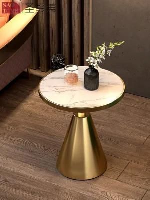 New Style Home Furniture Titanium Gold Living Room Coffee Table Metal Side Table Bedroom Table Melamine Laminated Tea Table
