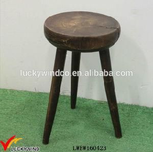 Wholesale Distressed Round Wood 3 Legged Stool