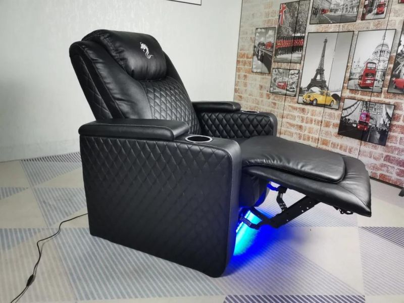 Jky Furniture 3 Piece Adjust Headrest Air Leather Power Recliner Home Theater Sofa Set with Two Type Coffee Table