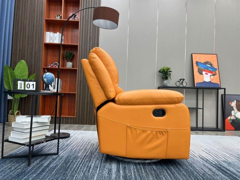 Jky Furniture Single Seat Leisure Synthetic Leather Manual Rocker and Swivel Recliner Chair for Living Room