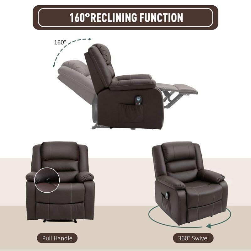 Jky Furniture Leather Manual Recliner Chair with Big Wingback and Inner Seat Width