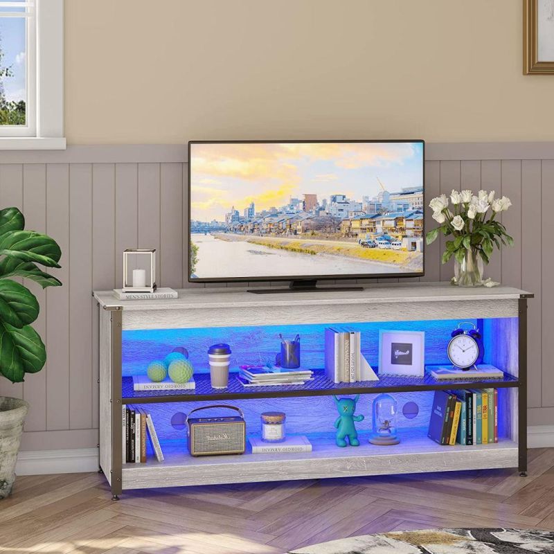 Modern Gray Gaming TV Stand TV Cabinet TV Console for Living Room