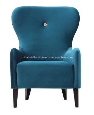 Modern High Back Fabric Wooden Legs Lobby Hotel Home Chair