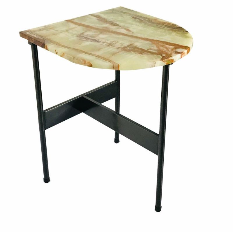 Simple Modern Living Room Designed Round Marble Stainless Steel Coffee Side Table