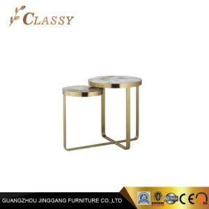 White&Golden Marble Top Living Room Side Table