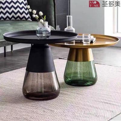 New Style Home Furniture Living Room Coffee Table Metal Round Side Table Bedroom Table Melamine Laminated Tea Table