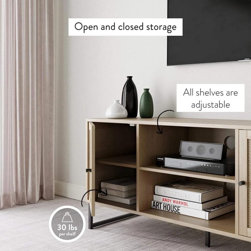 Modern TV Stand Entertainment Cabinet Console with Storage Doors for Living Media Room