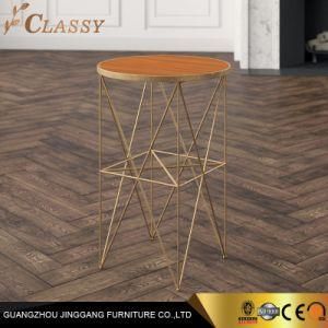 Quality Round Wood Side Table with Metal Frame