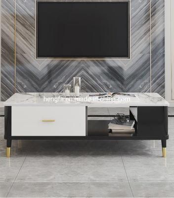 Factory Nordic High Quality Golden Plated Steel Legs Marble TV Stand