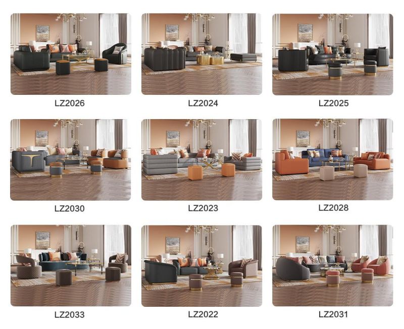Factory High Quality Modern Italian Style Home Sofa Furniture Set Modular Sectional Brown Living Room Leather Couch
