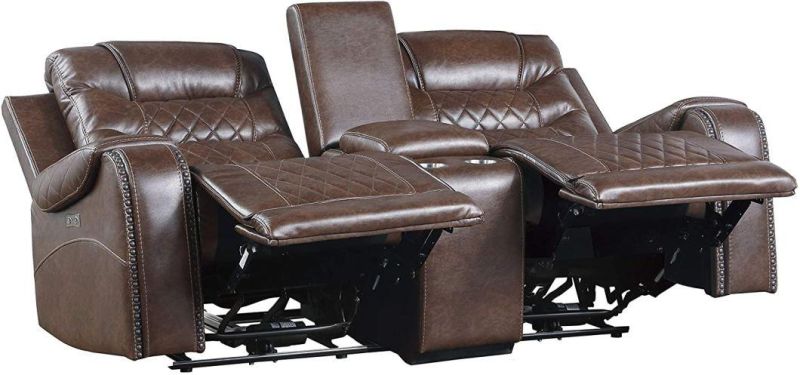 Jky Furniture Luxury Top Grain Leather Manual Recliner Sofa Set for (3+2+1) with Modern Diamond Shape