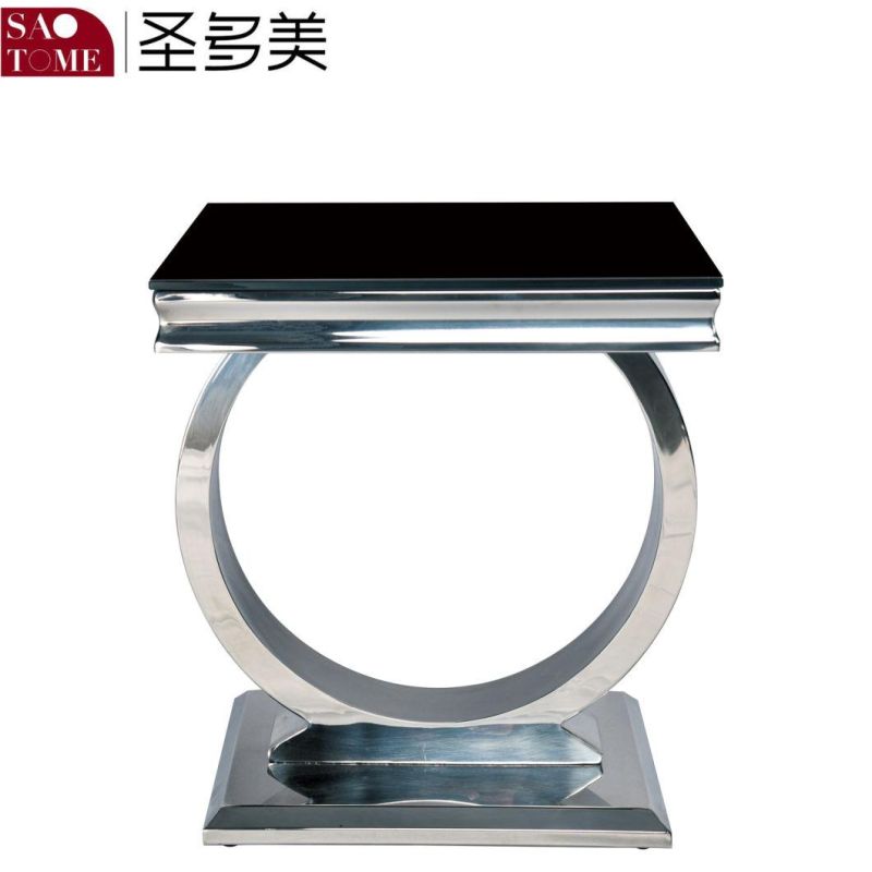 Hot Selling Stainless Steel Black Glass Round End Table