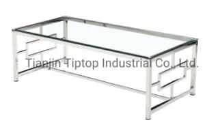 Fashion Stainless Steel Furniture Home Living Room Console Table Tempered Glass Coffee Table