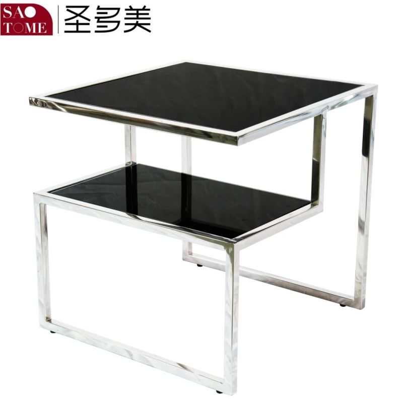 Modern Hotel Family Living Room Black Glass Lamp Table